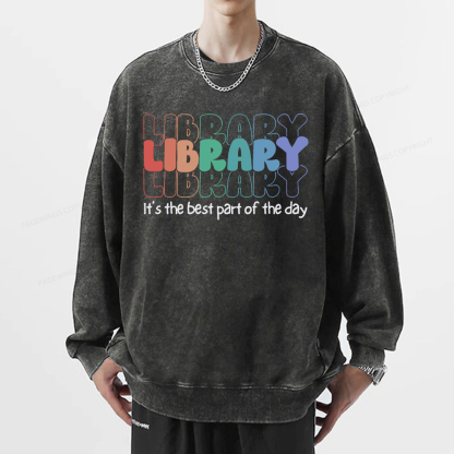 Pagewings School Librarian Shirt, Library Shirt Unisex Washed Sweatshirt