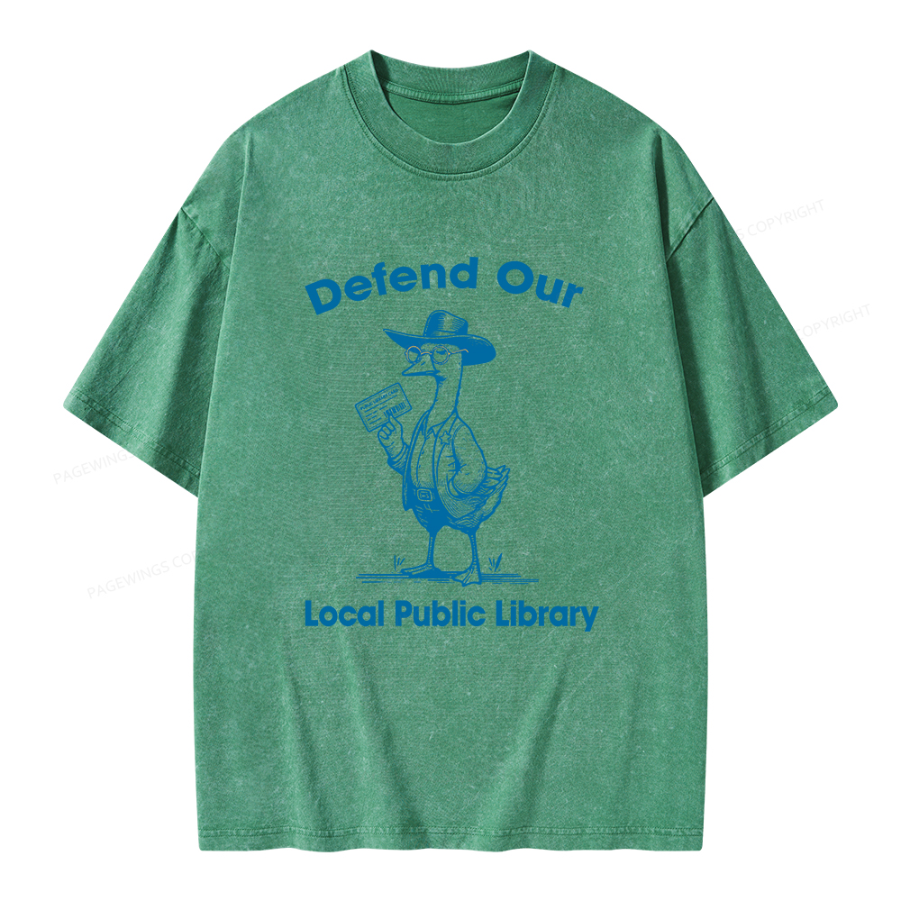 Pagewings Defend Our Public Library Unisex Washed T-shirt