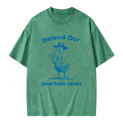 Pagewings Defend Our Public Library Unisex Washed T-shirt