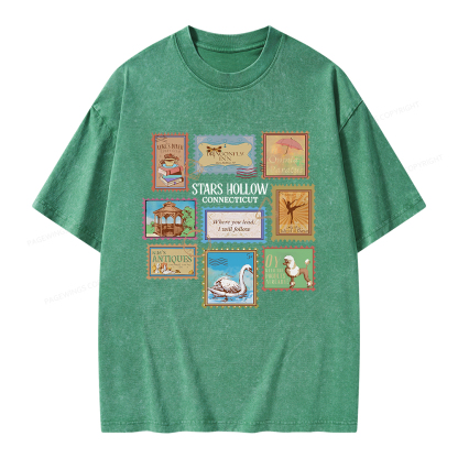 Pagewings Stars Hollow Stamps Unisex Washed T-shirt