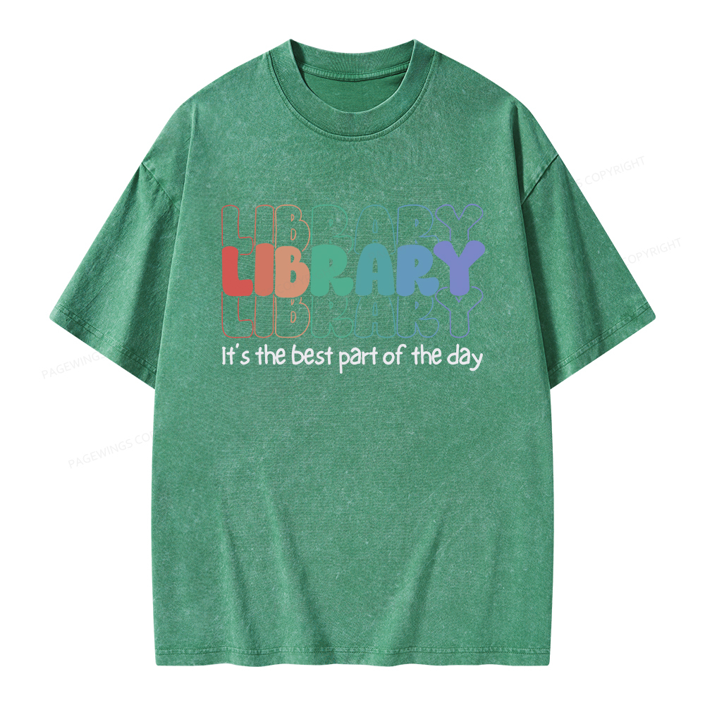 Pagewings School Librarian Shirt, Library Shirt Unisex Washed T-shirt