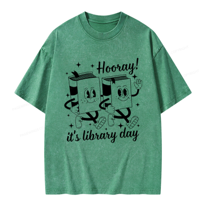 Pagewings School Librarian Shirt, Library Shirt Unisex Washed T-shirt