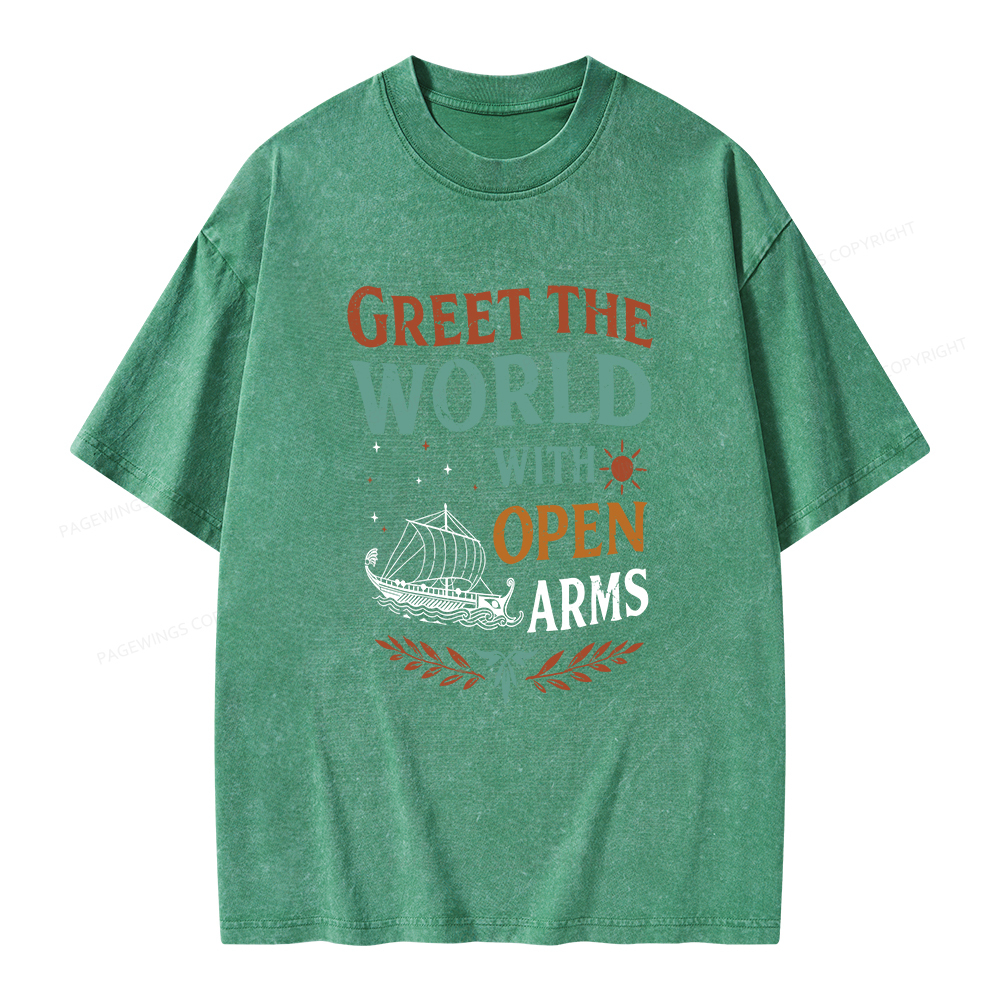 Pagewings Greet the World With Open Arms Unisex Washed T-shirt