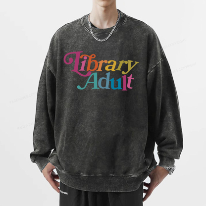 Pagewings Library Adult, Library Kid Unisex Washed Sweatshirt