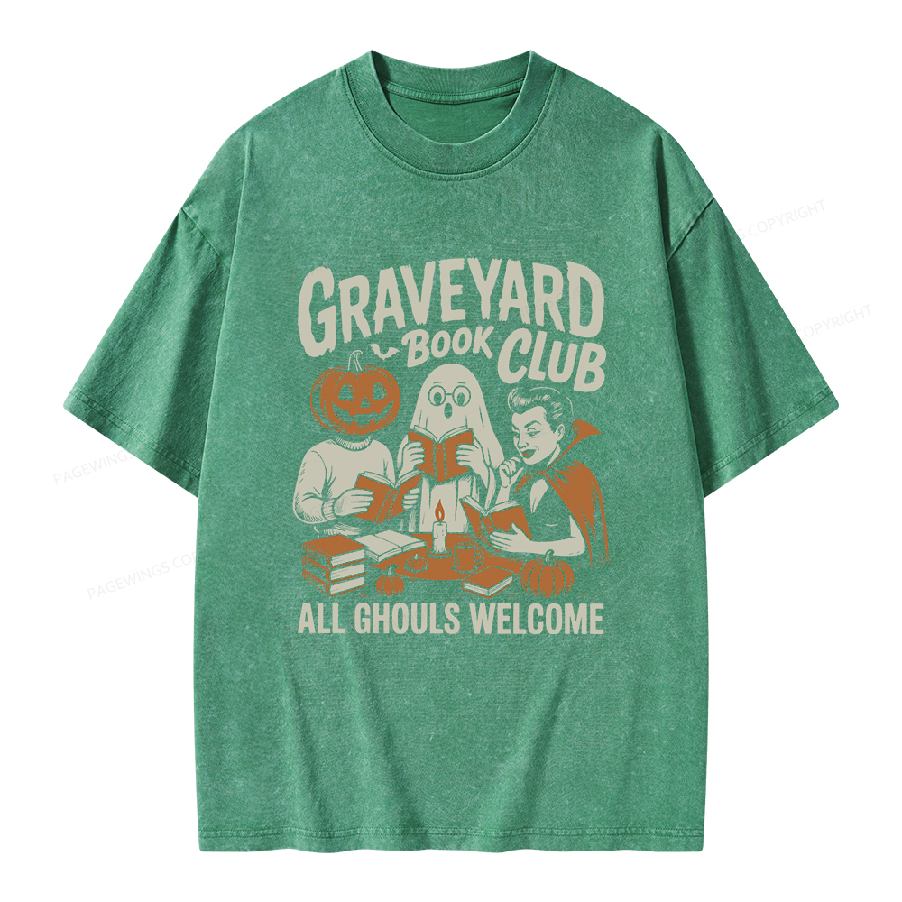 Pagewings Graveyard Book Club Unisex Washed T-shirt