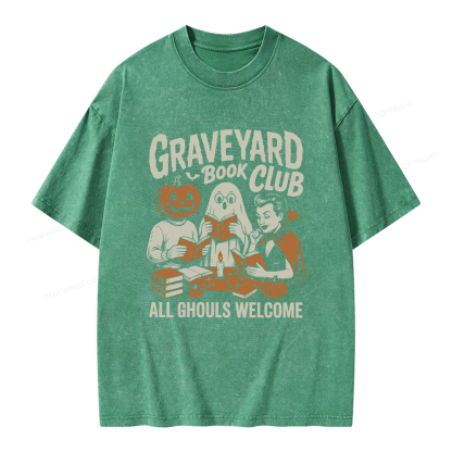 Pagewings Graveyard Book Club Unisex Washed T-shirt