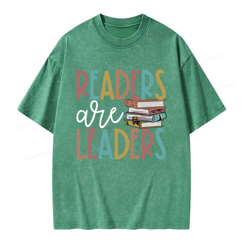 Pagewings Readers Are Leaders Unisex Washed T-shirt