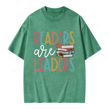 Pagewings Readers Are Leaders Unisex Washed T-shirt