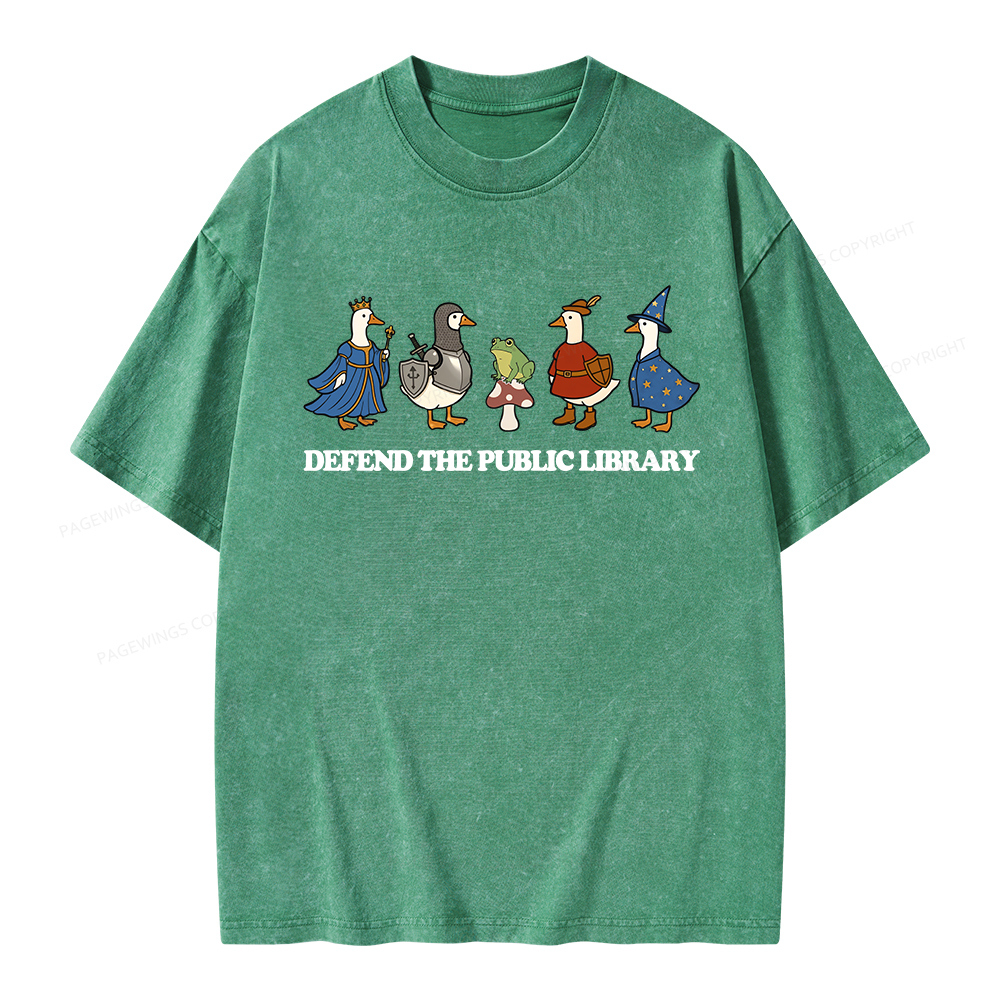 Pagewings Defend The Public Library Unisex Washed T-shirt