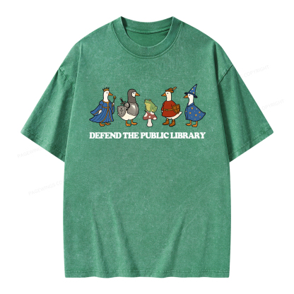 Pagewings Defend The Public Library Unisex Washed T-shirt