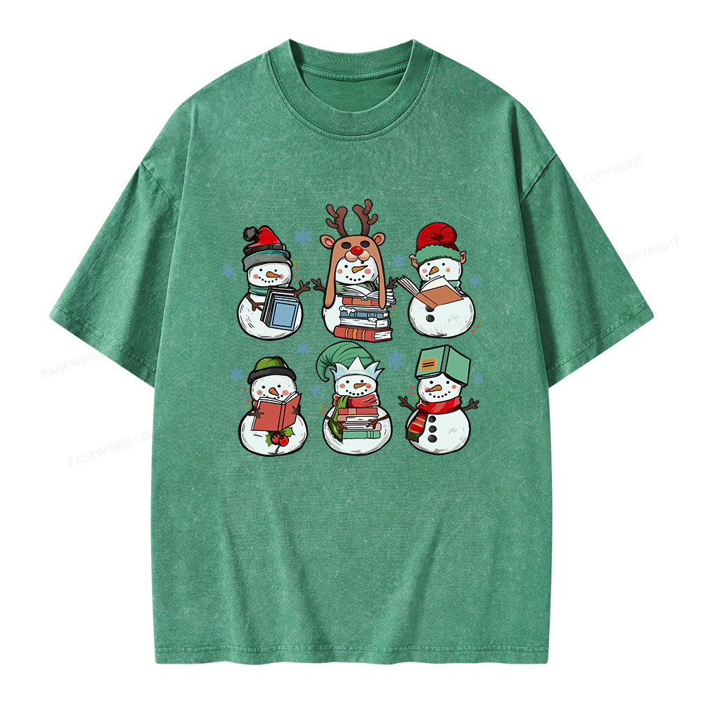 Pagewings Bookish Christmas Unisex Washed T-shirt