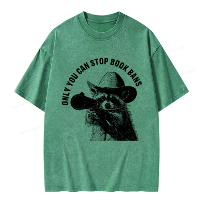 Pagewings Only You Can Stop Book Bans Unisex Washed T-shirt