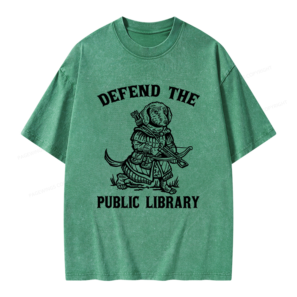 Pagewings Defend The Public Library Unisex Washed T-shirt