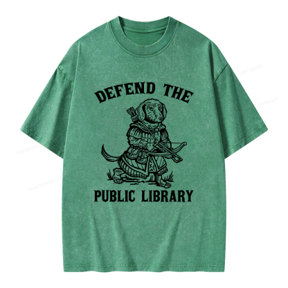 Pagewings Defend The Public Library Unisex Washed T-shirt