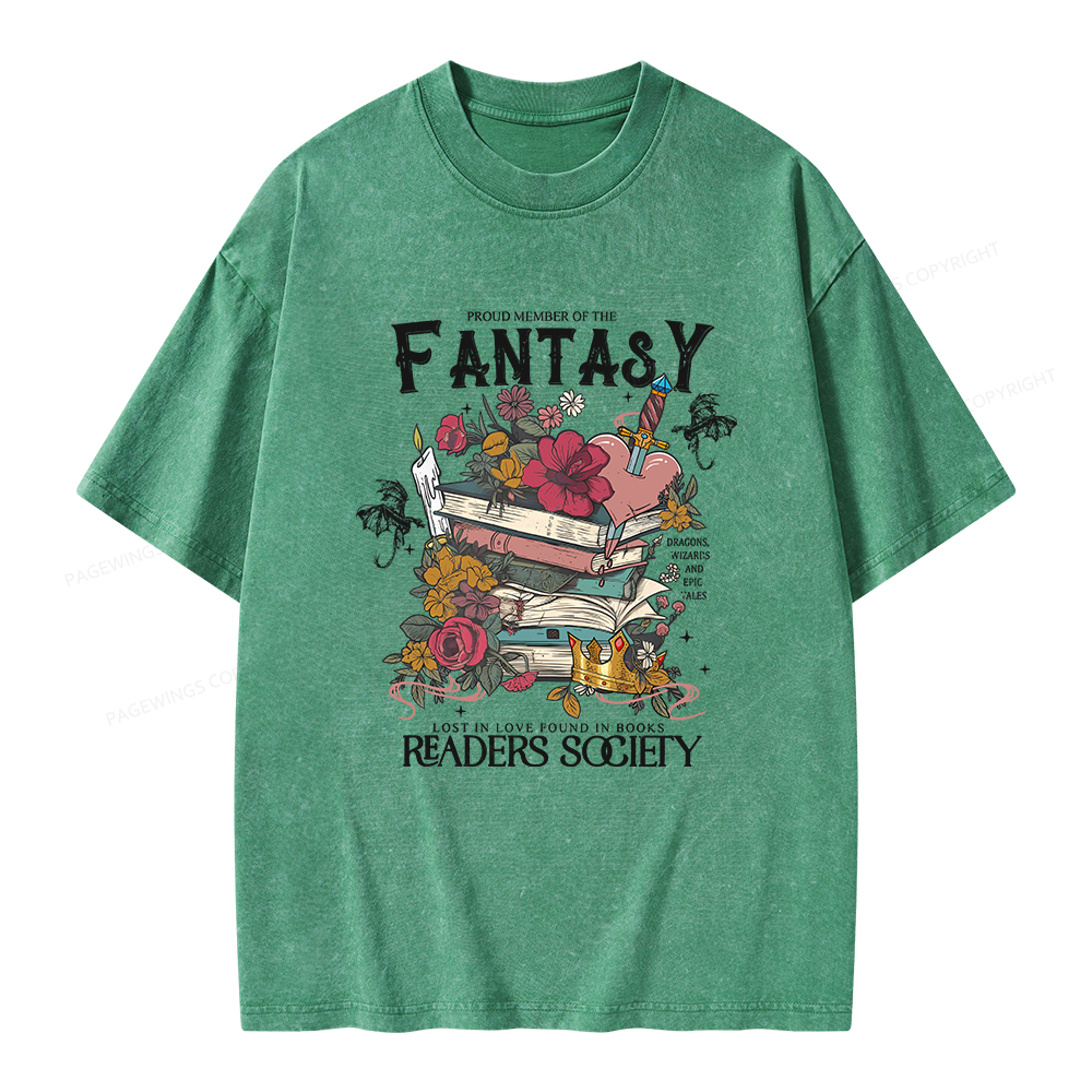 Pagewings Fantasy Readers Society Unisex Washed T-shirt