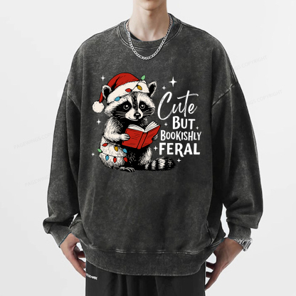 Pagewings Cute But Feral Unisex Washed Sweatshirt