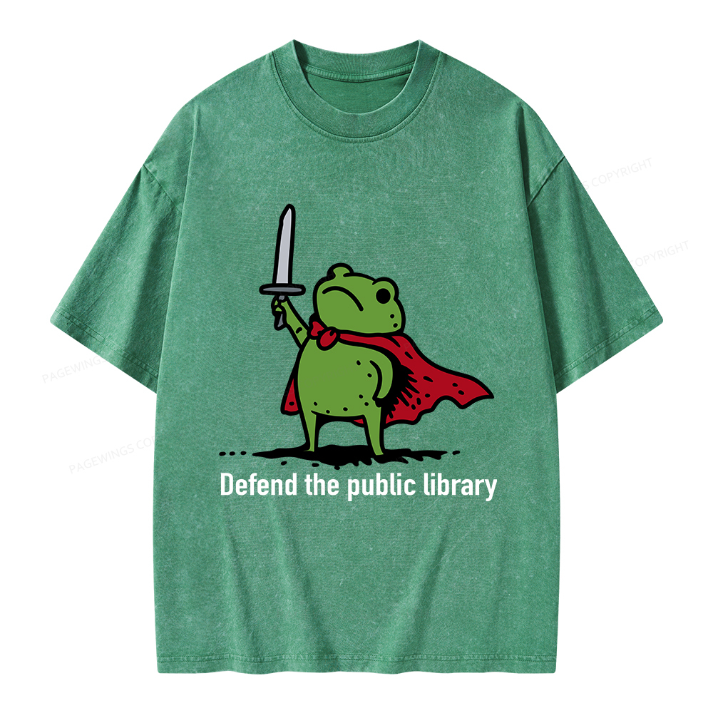 Pagewings Defend The Public Library Unisex Washed T-shirt