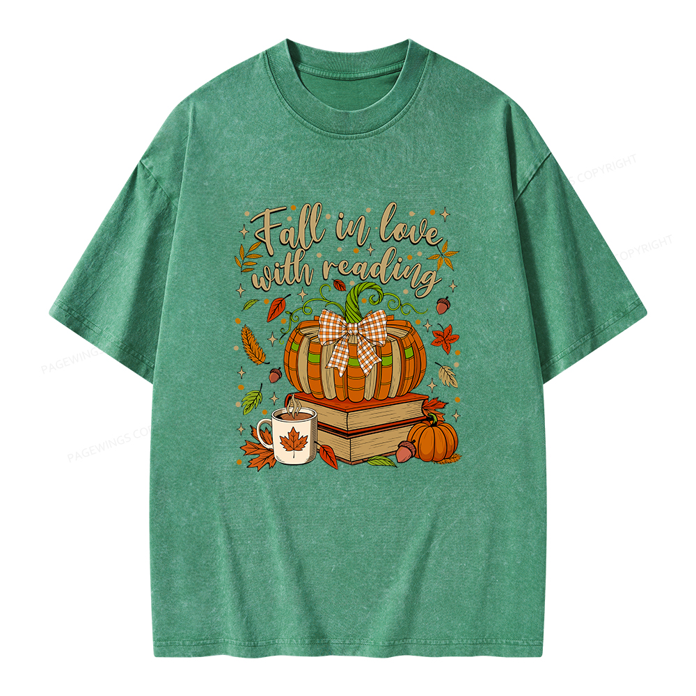Pagewings Fall In Love With Reading Unisex Washed T-shirt