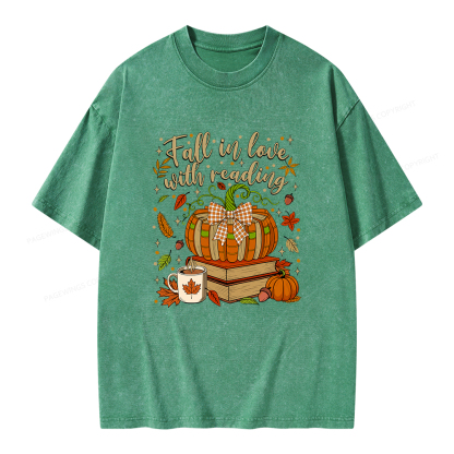 Pagewings Fall In Love With Reading Unisex Washed T-shirt