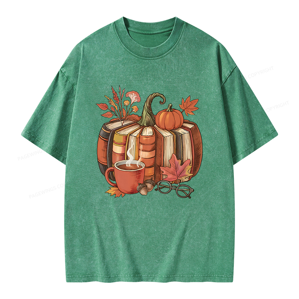 Pagewings Book Pumpkin Unisex Washed T-shirt