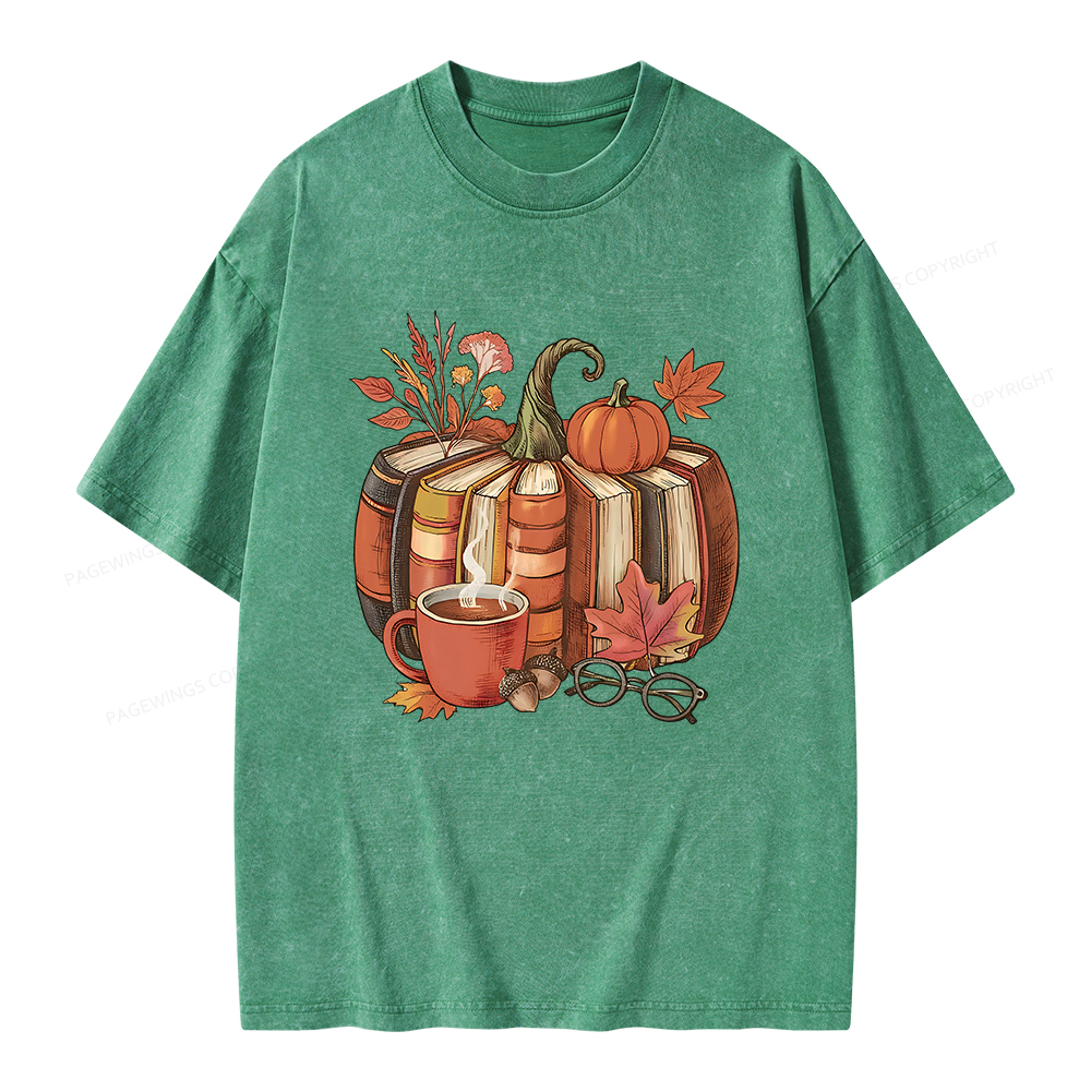 Pagewings Book Pumpkin Unisex Washed T-shirt