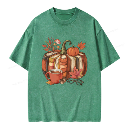 Pagewings Book Pumpkin Unisex Washed T-shirt
