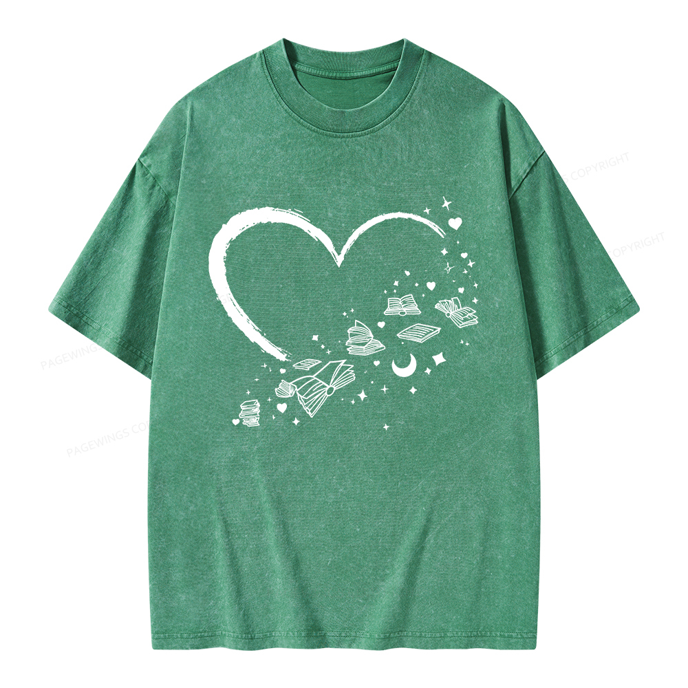 Pagewings Heart Of Books Unisex Washed T-shirt