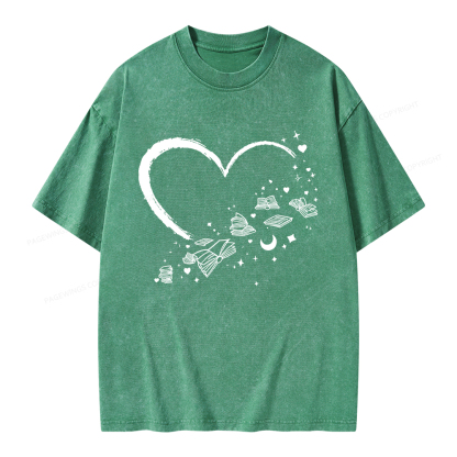 Pagewings Heart Of Books Unisex Washed T-shirt