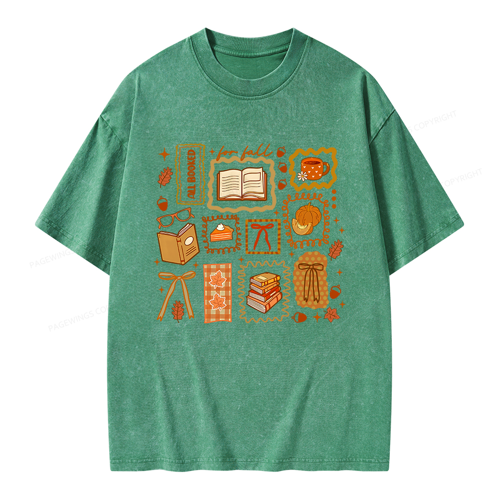 Pagewings All Booked for Fall Unisex Washed T-shirt