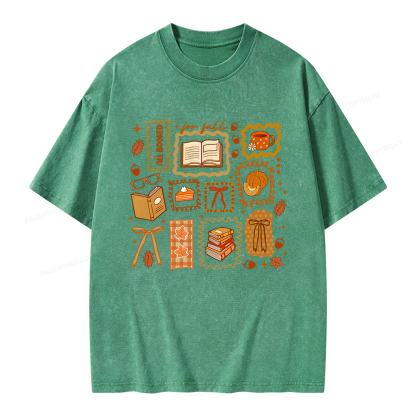 Pagewings All Booked for Fall Unisex Washed T-shirt