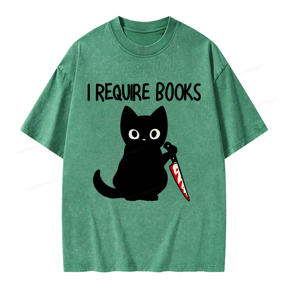 Pagewings I Require Books Unisex Washed T-shirt