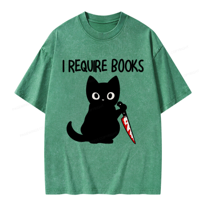 Pagewings I Require Books Unisex Washed T-shirt