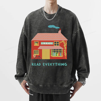 Pagewings Read Everything T-Shirt Unisex Washed Sweatshirt