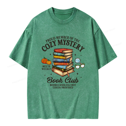 Pagewings Mystery Book Reader Unisex Washed T-shirt