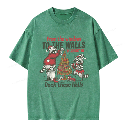 Pagewings I'm About To Deck These Halls Christmas Unisex Washed T-shirt