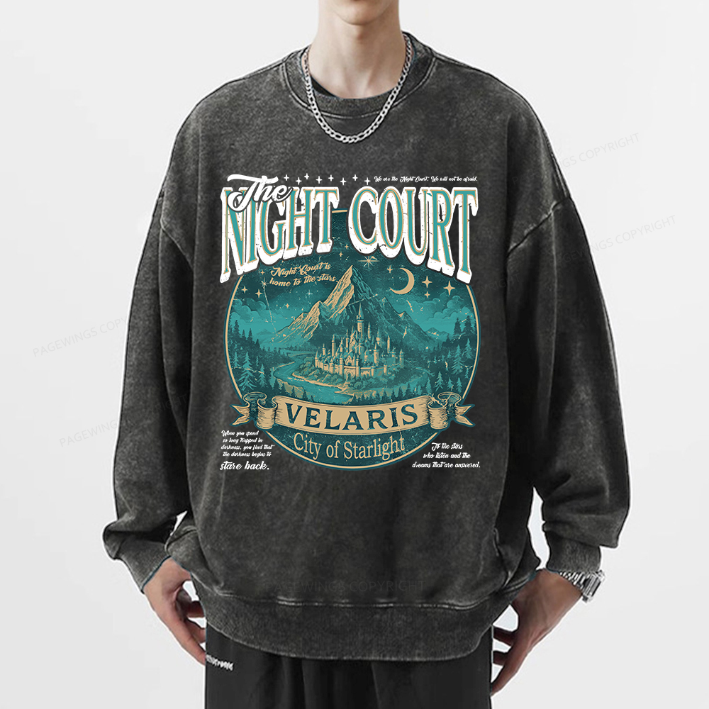 Pagewings The Night Court Unisex Washed Sweatshirt