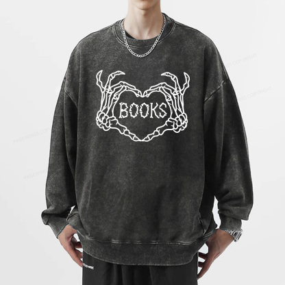 Pagewings Spooky Books Unisex Washed Sweatshirt