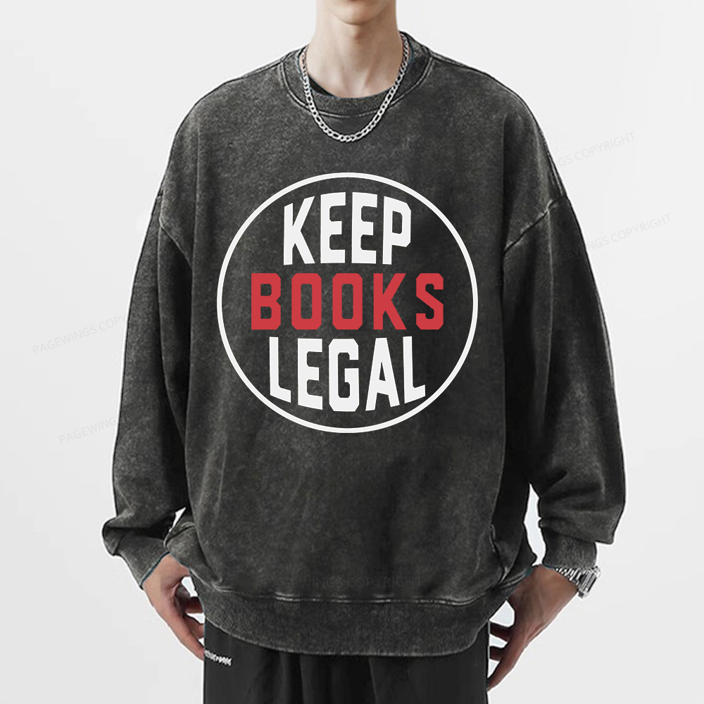 Pagewings Keep Books Legal Unisex Washed Sweatshirt