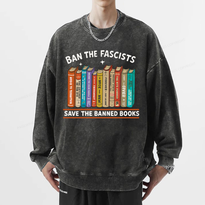 Pagewings Ban The Fascist Save The Banned Books Unisex Washed Sweatshirt