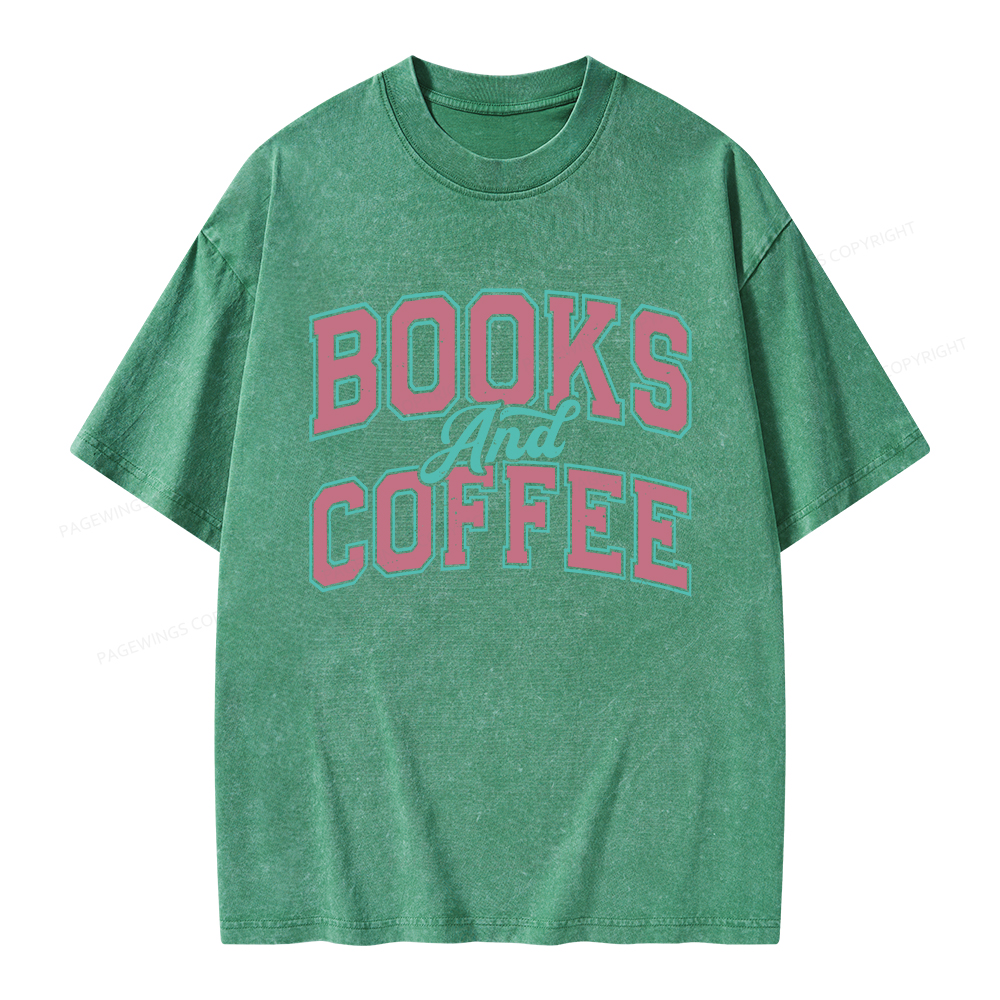 Pagewings Books and Coffee Unisex Washed T-shirt