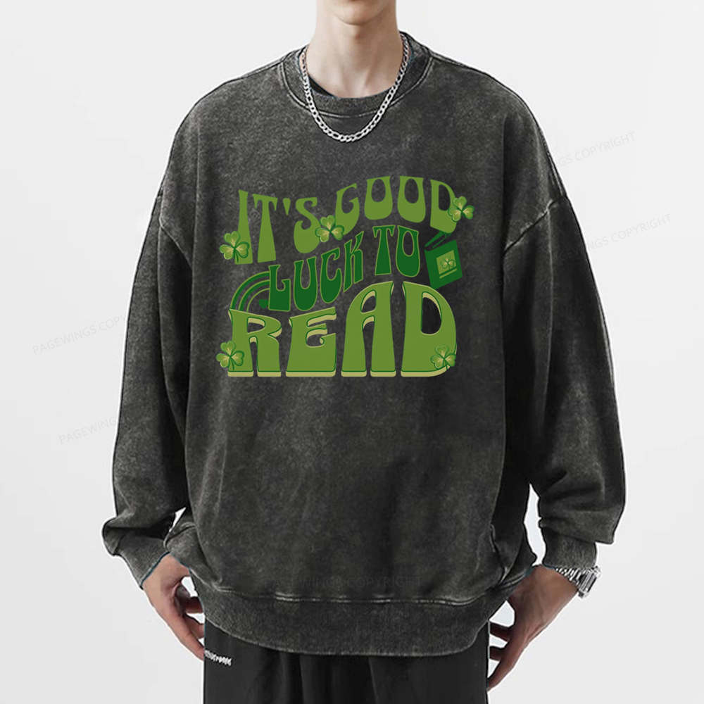 Pagewings St Patricks Day Librarian Sweatshirt  Unisex Washed Sweatshirt