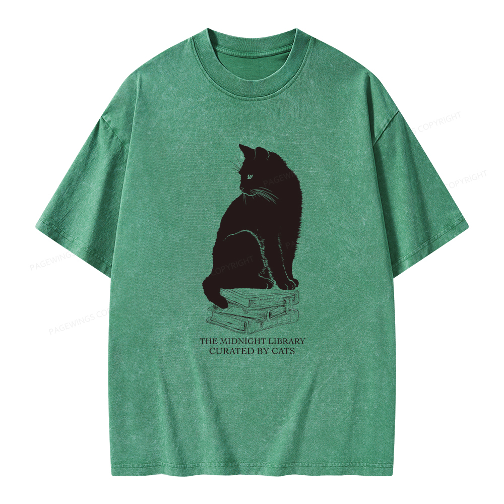 Pagewings The Midnight Library Curated By Cats Unisex Washed T-shirt