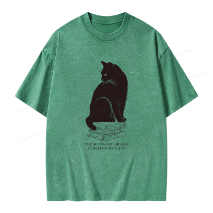 Pagewings The Midnight Library Curated By Cats Unisex Washed T-shirt