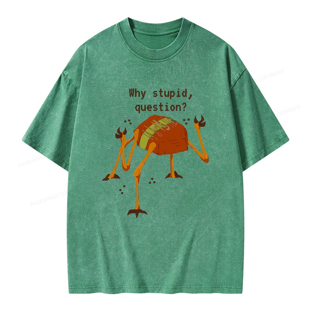 Pagewings Sci-Fi Why Stupid Question Unisex Washed T-shirt