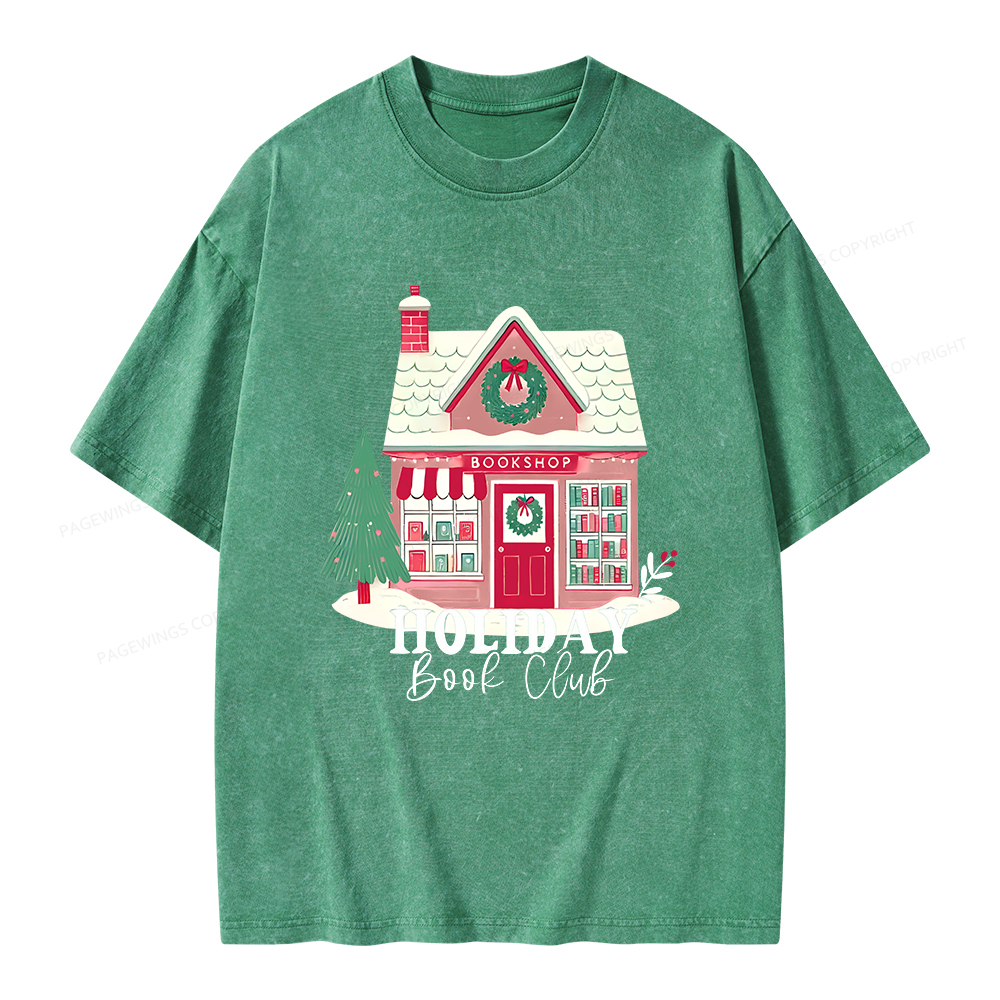 Pagewings Holiday Book Club Unisex Washed T-shirt