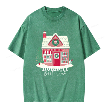 Pagewings Holiday Book Club Unisex Washed T-shirt
