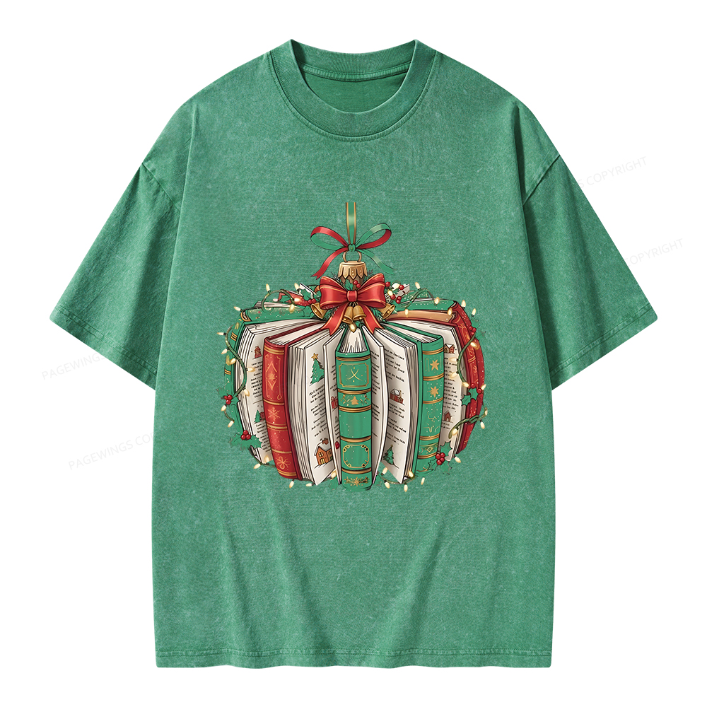 Pagewings Christmas Book Unisex Washed T-shirt