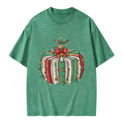 Pagewings Christmas Book Unisex Washed T-shirt