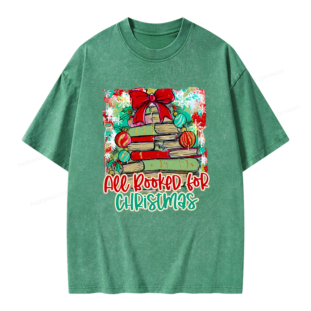 Pagewings Preppy All Booked For Christmas Unisex Washed T-shirt