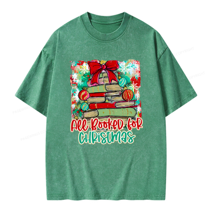 Pagewings Preppy All Booked For Christmas Unisex Washed T-shirt